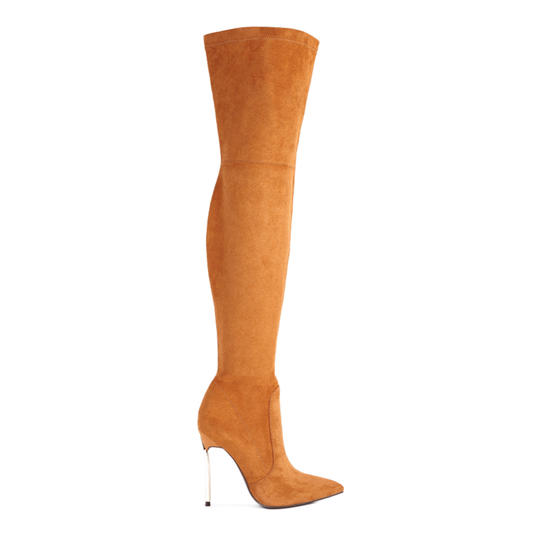 jaynetts stretch suede micro high knee boots#color_tan