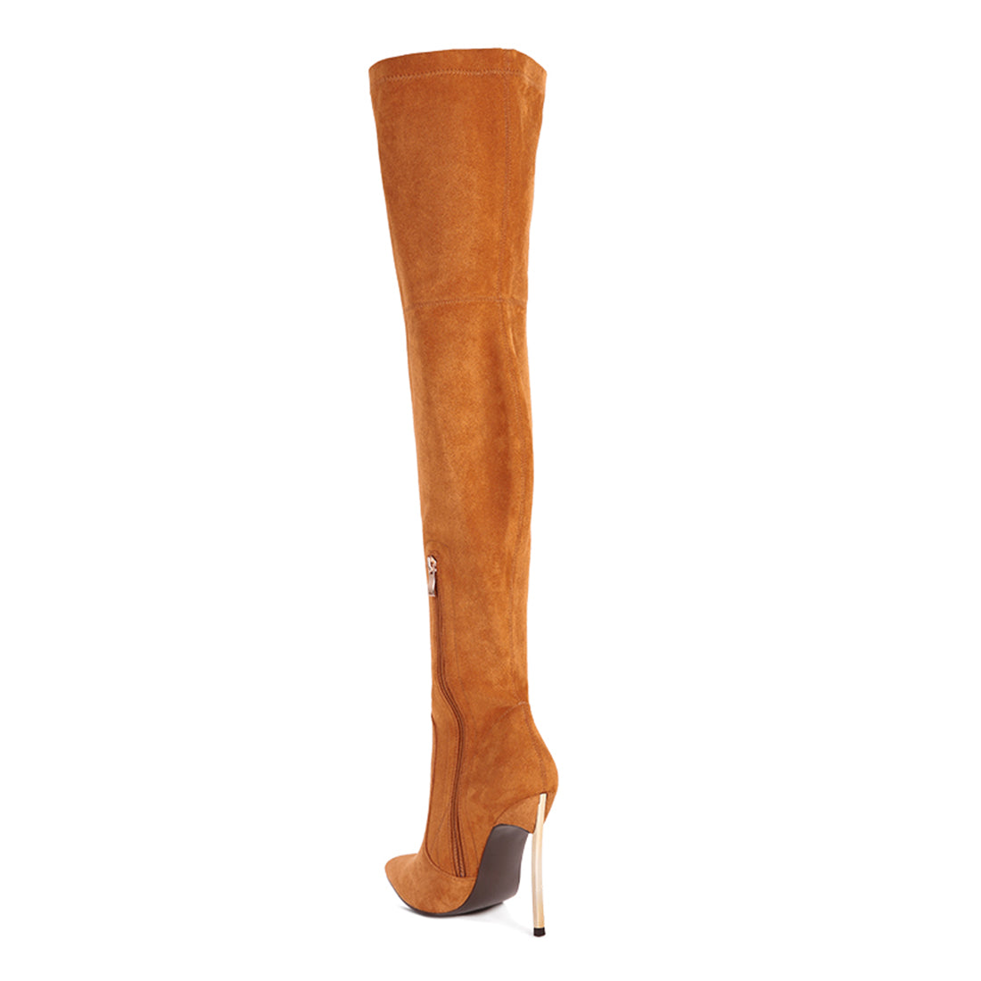 jaynetts stretch suede micro high knee boots#color_tan