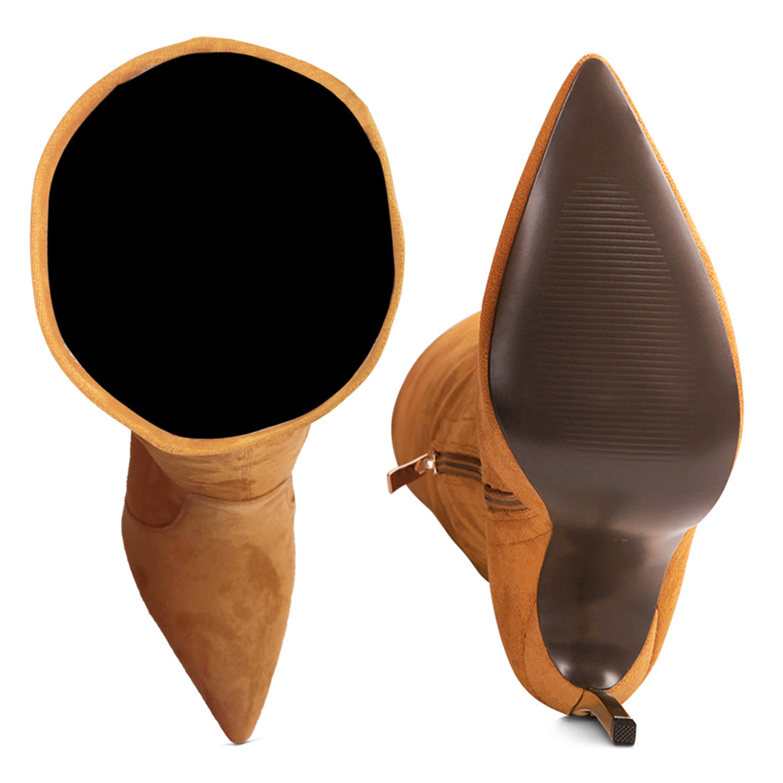 jaynetts stretch suede micro high knee boots#color_tan