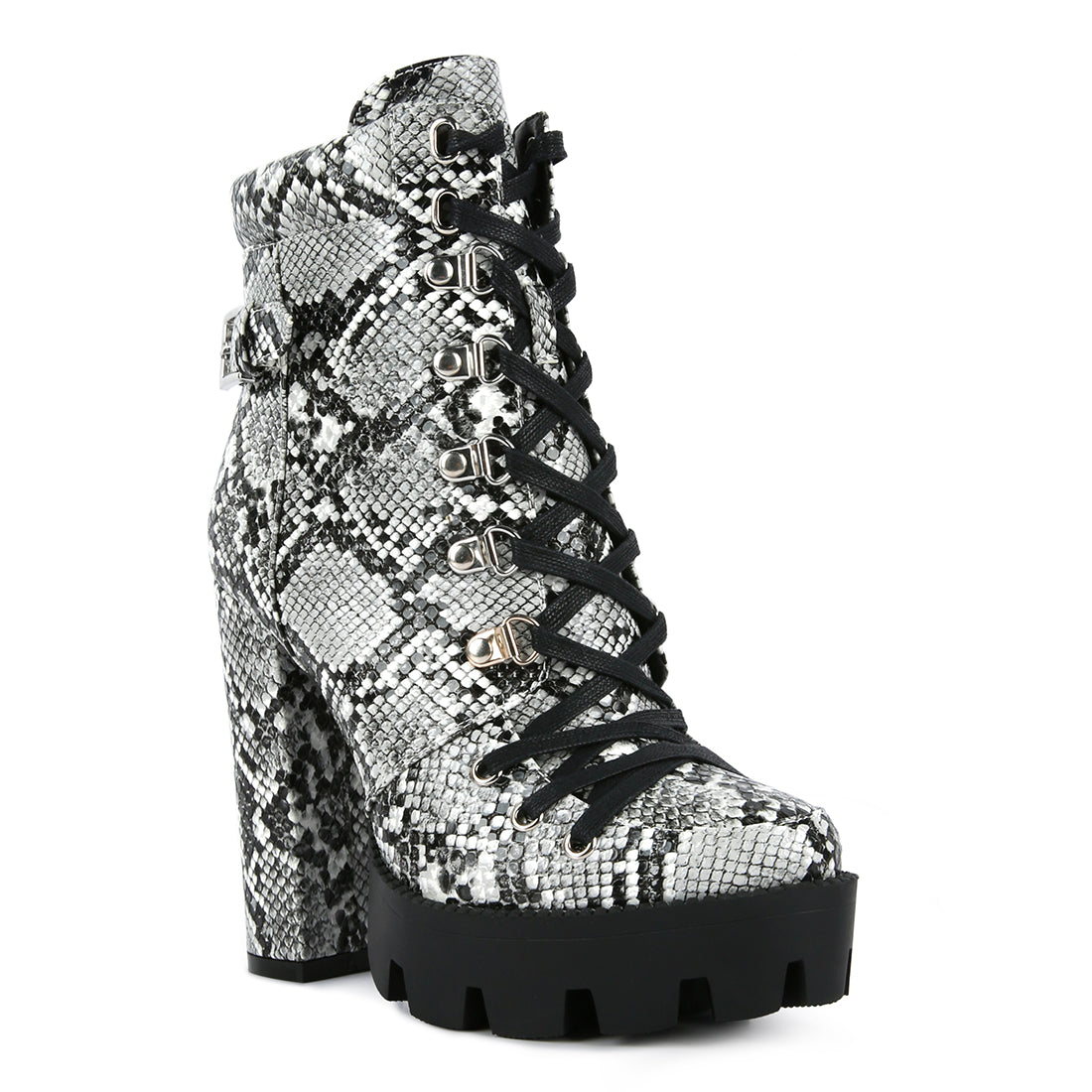 spruce snake skin ankle boots#color_black