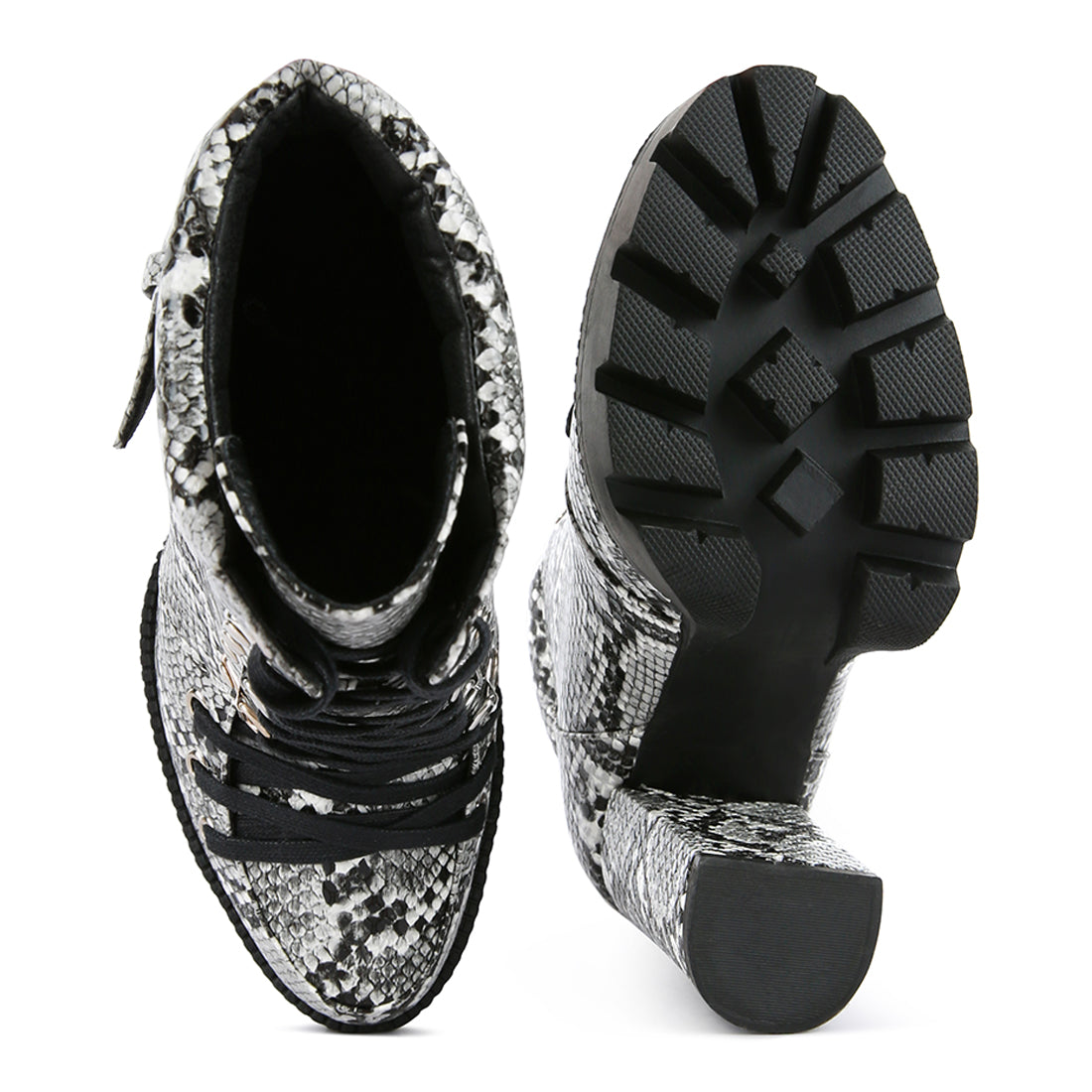 spruce snake skin ankle boots#color_black