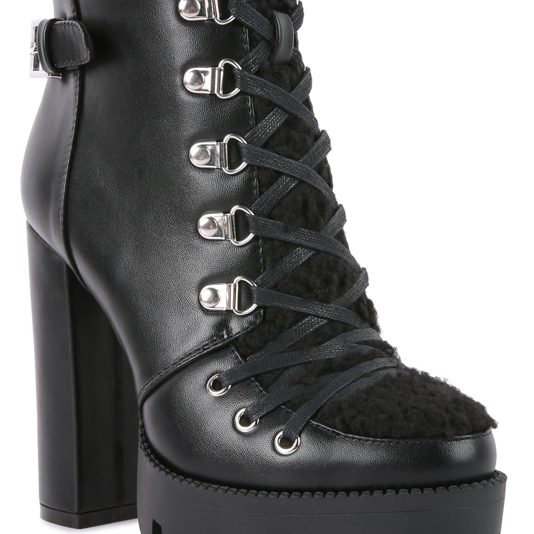 fur collared ankle boots#color_black