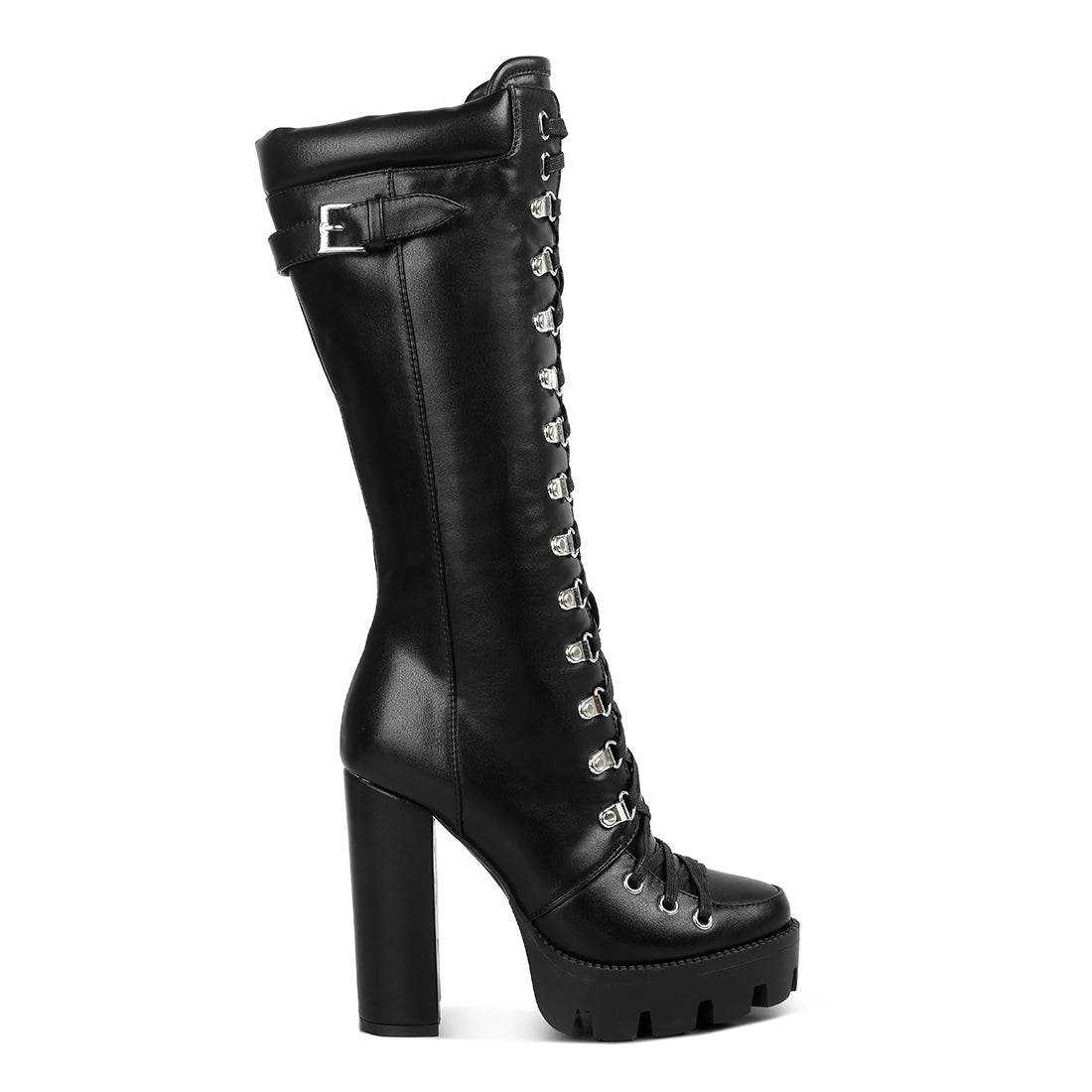 magnolia cushion collared lace up boots#color_black