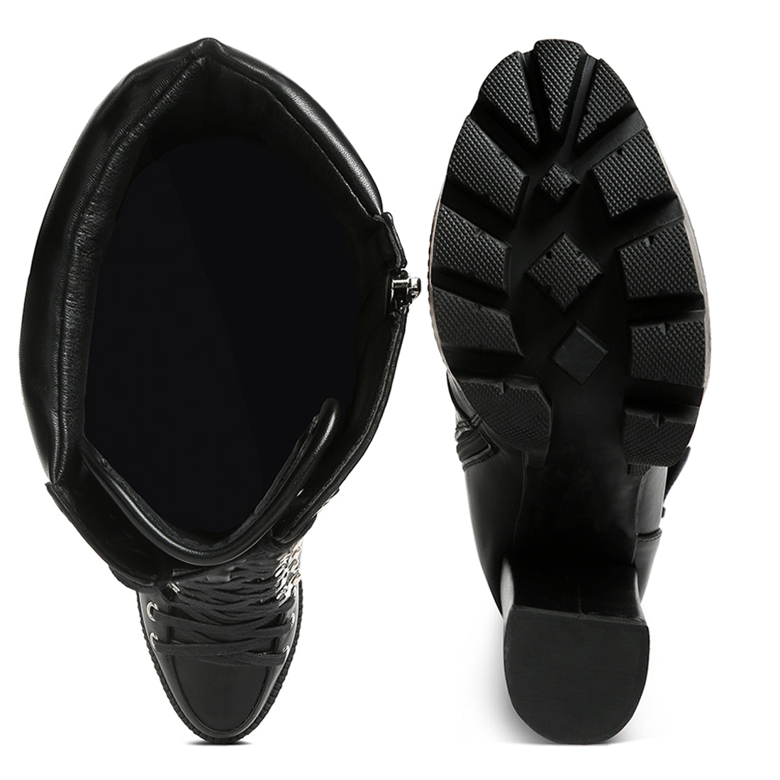 magnolia cushion collared lace up boots#color_black