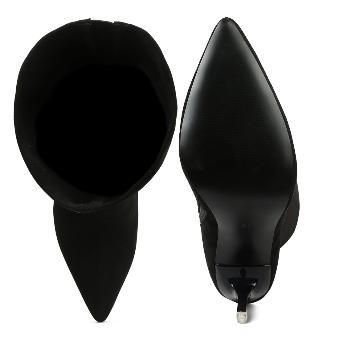 stretch stiletto long boots#color_black