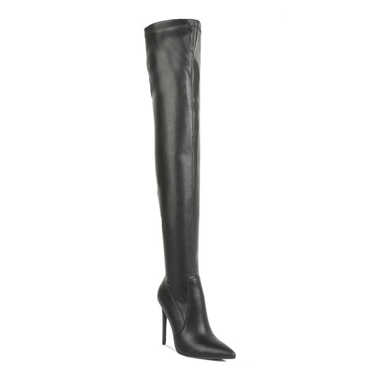 knee high heel boots#color_black