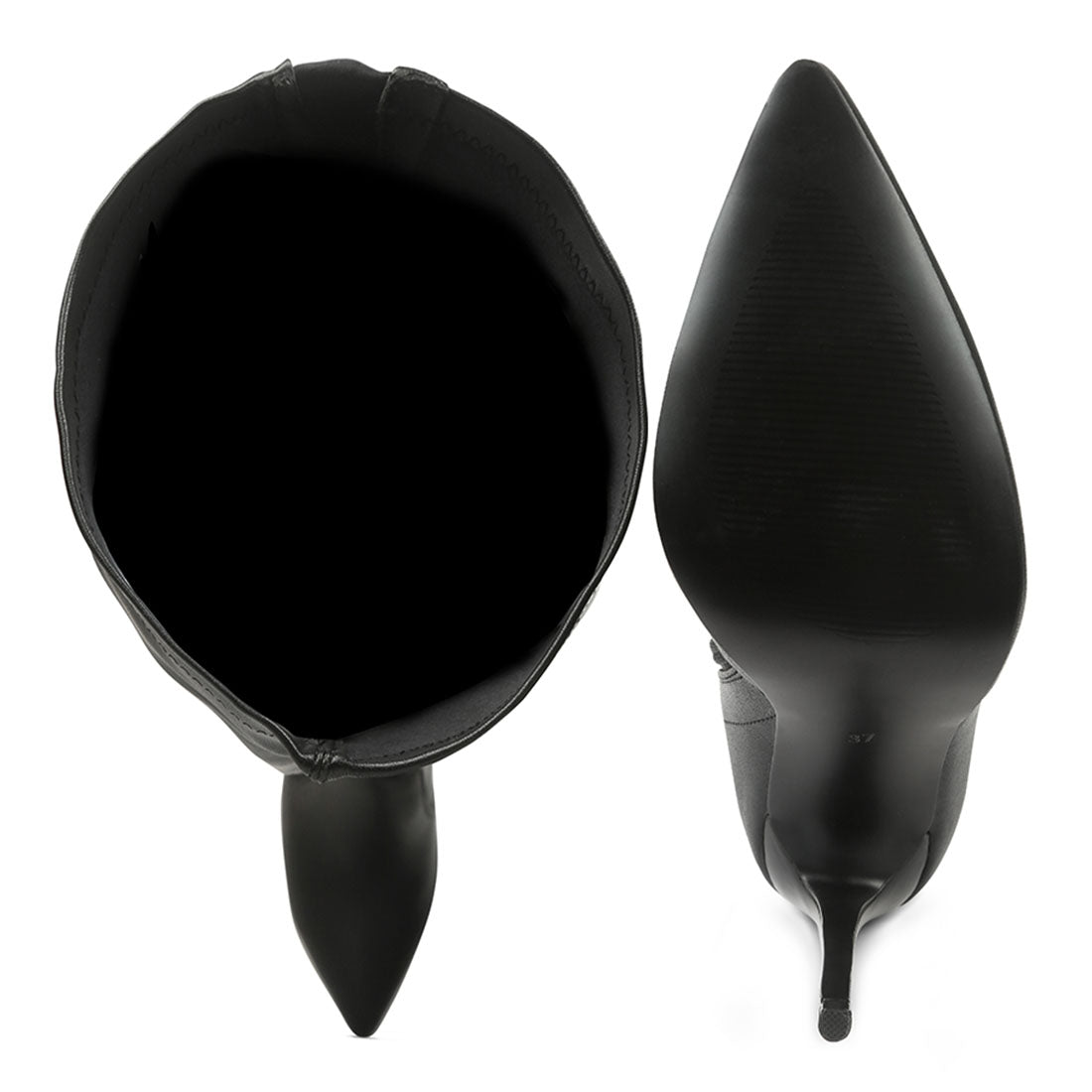 knee high heel boots#color_black