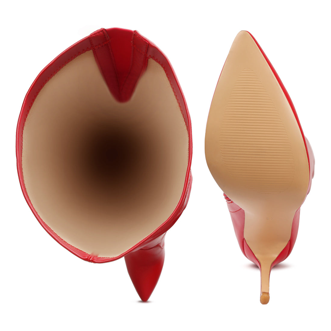 knee high heel boots#color_red