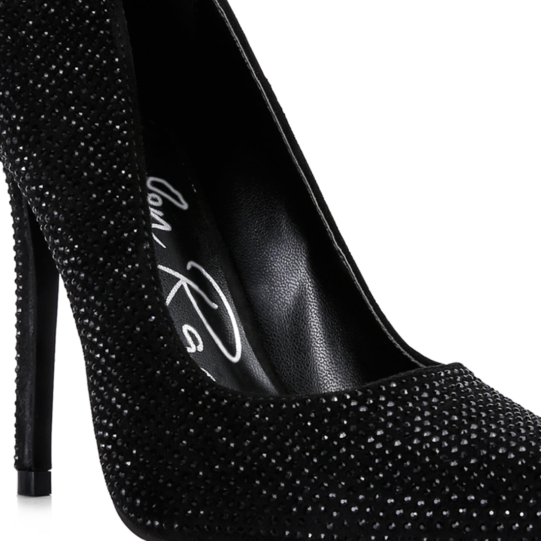 diamante high heeled pumps#color_black