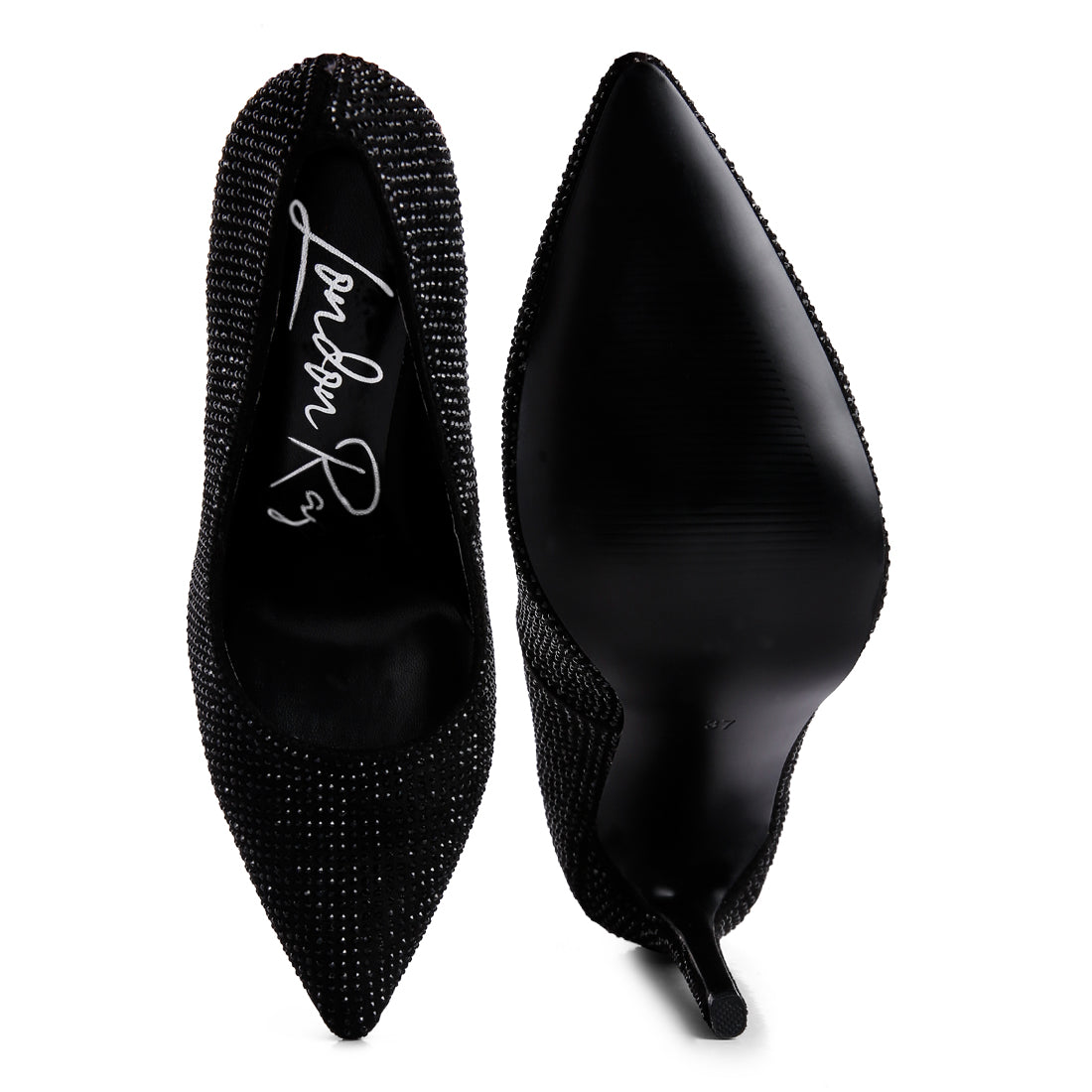 diamante high heeled pumps#color_black