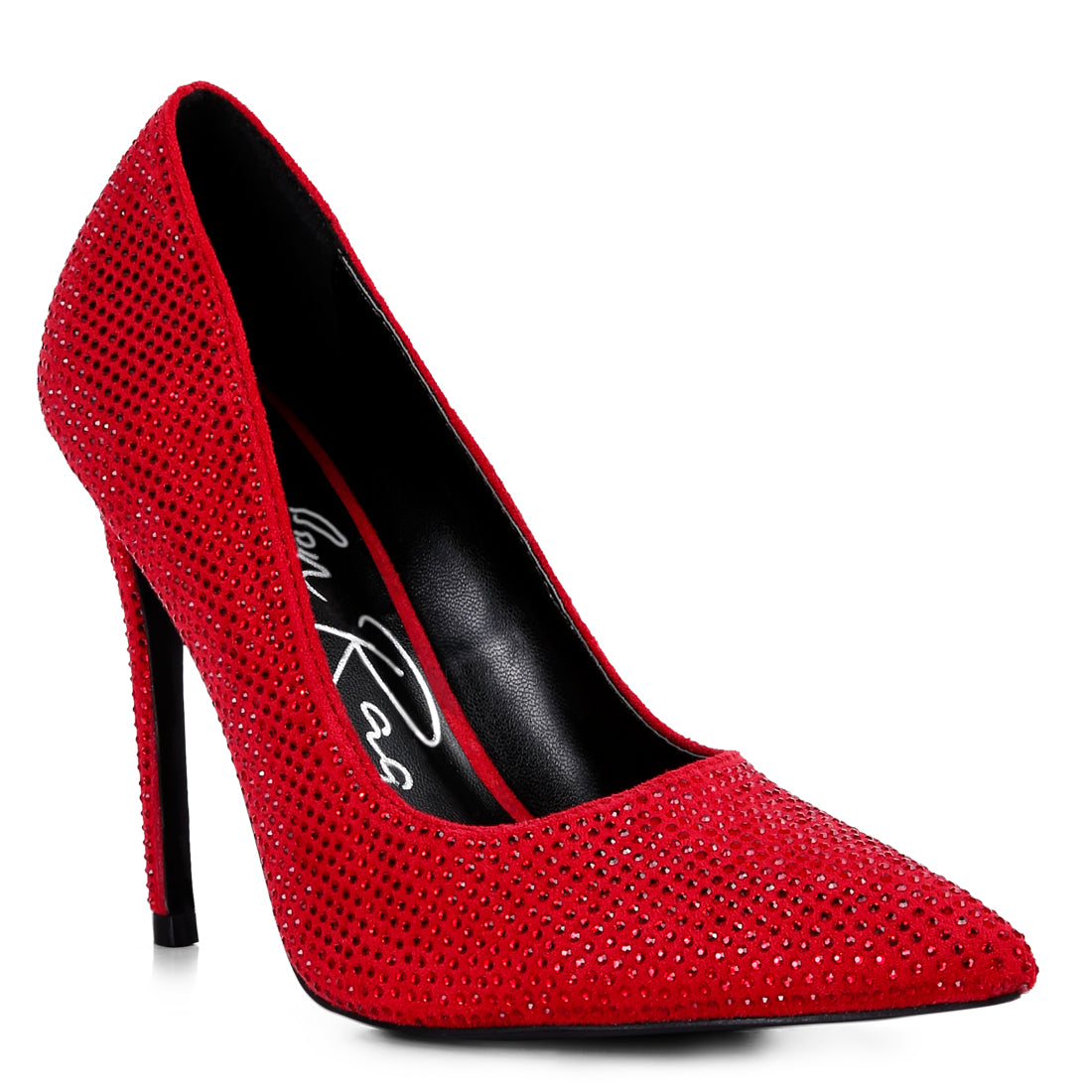 diamante high heeled pumps#color_red