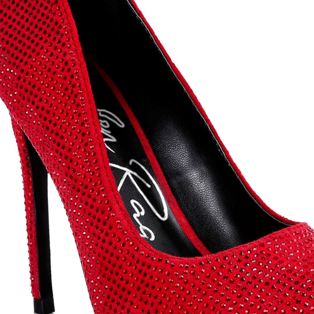 diamante high heeled pumps#color_red