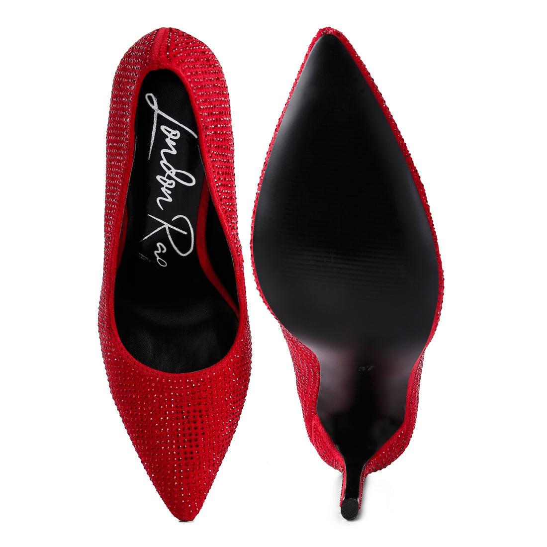 diamante high heeled pumps#color_red