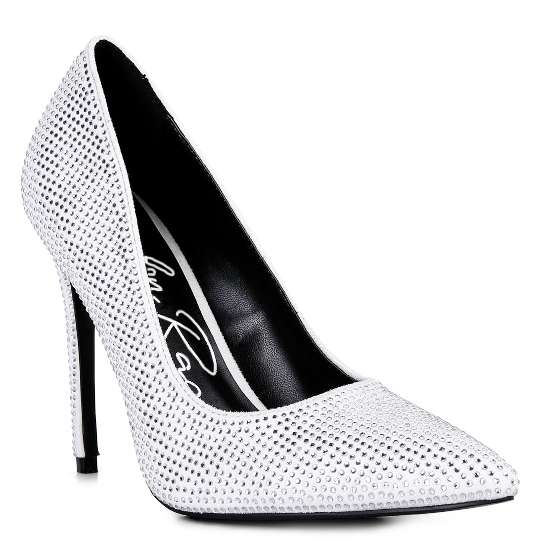 diamante high heeled pumps#color_white