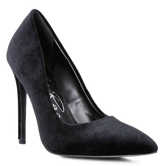 velvet high heeled sandals#color_black