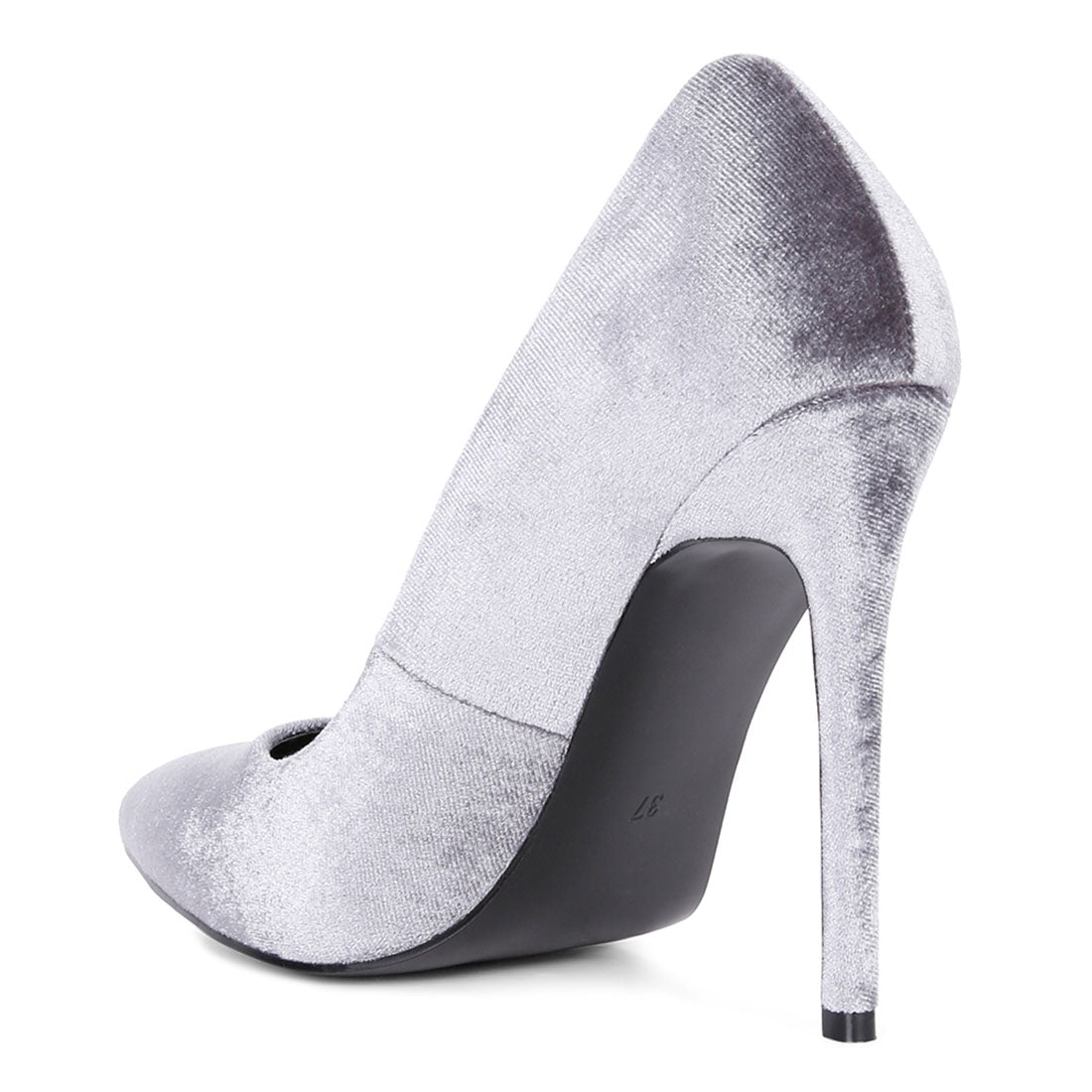 velvet high heeled sandals#color_grey