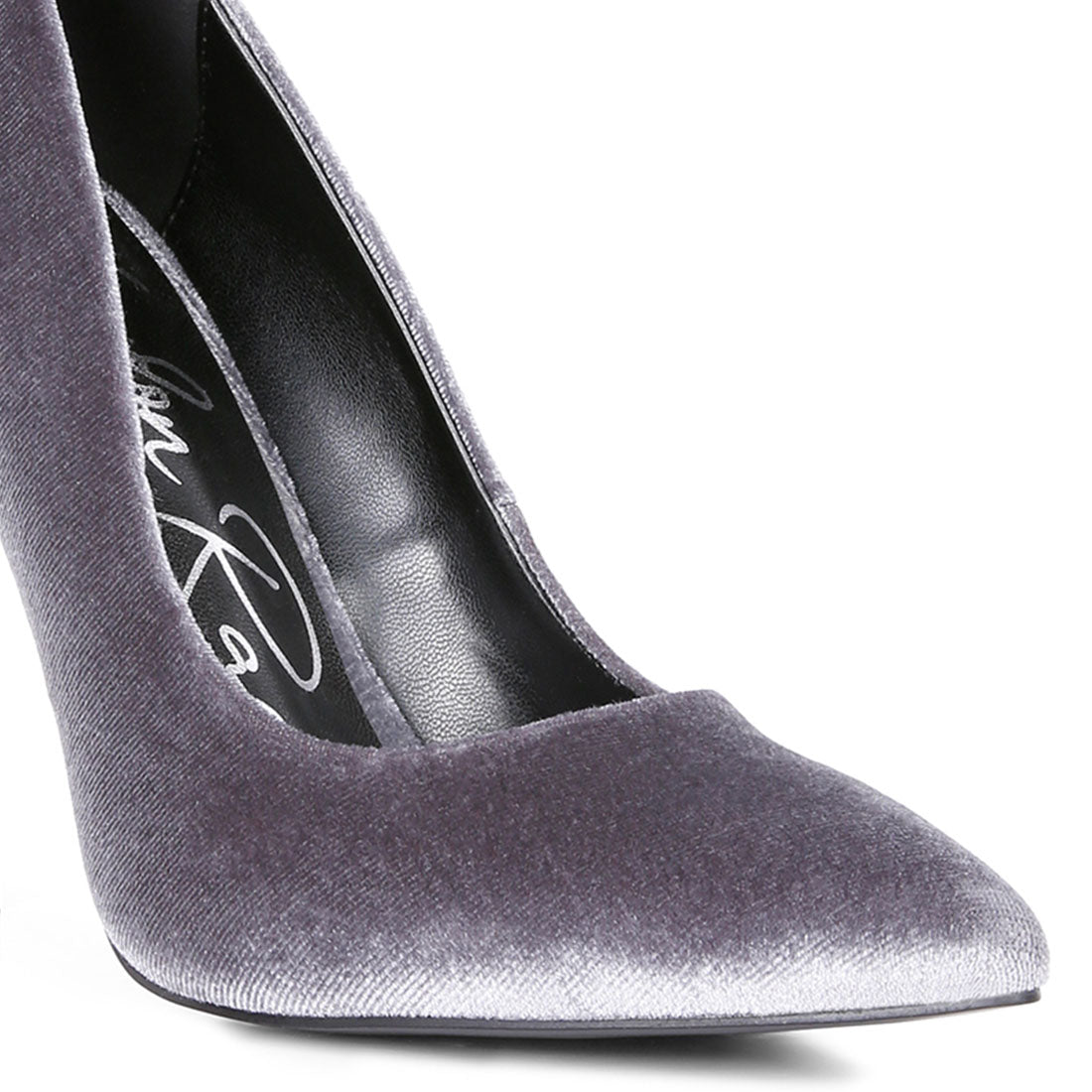 velvet high heeled sandals#color_grey