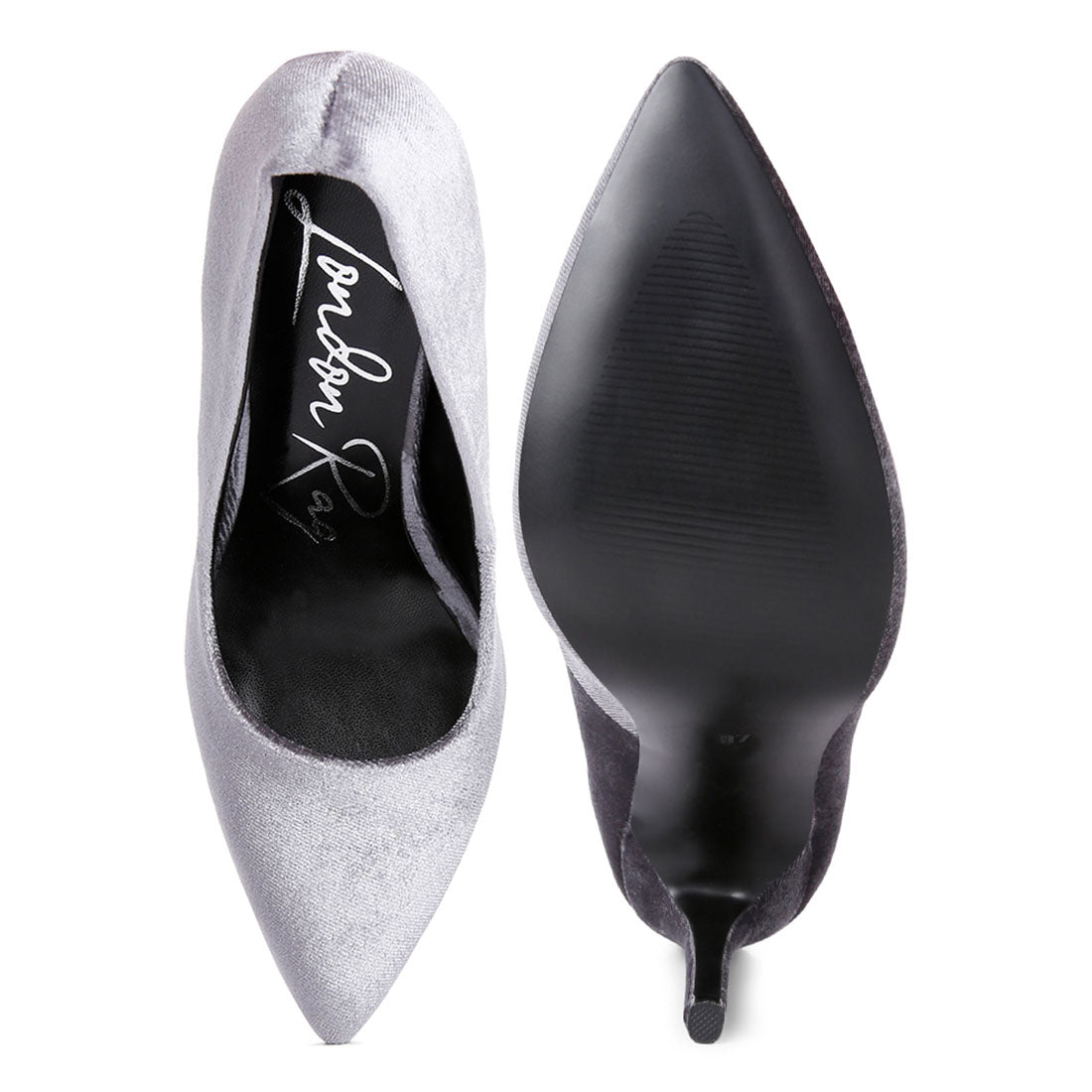 velvet high heeled sandals#color_grey