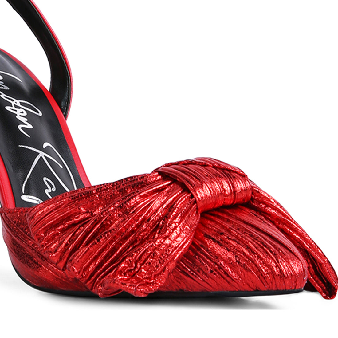 Red High Heeled Bow Slingback Sandals