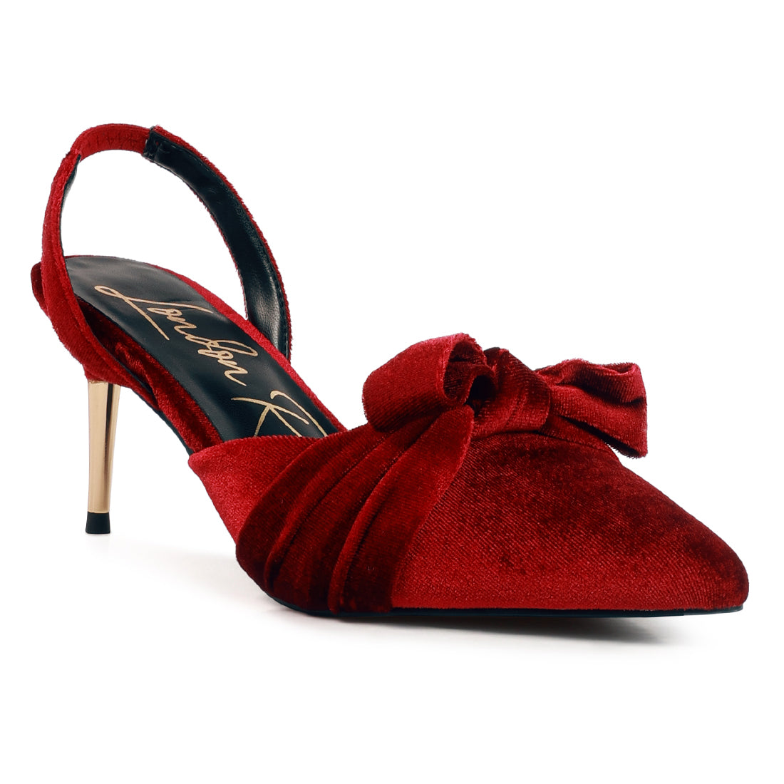 Burgundy Velvet High Heeled Mule Sandals