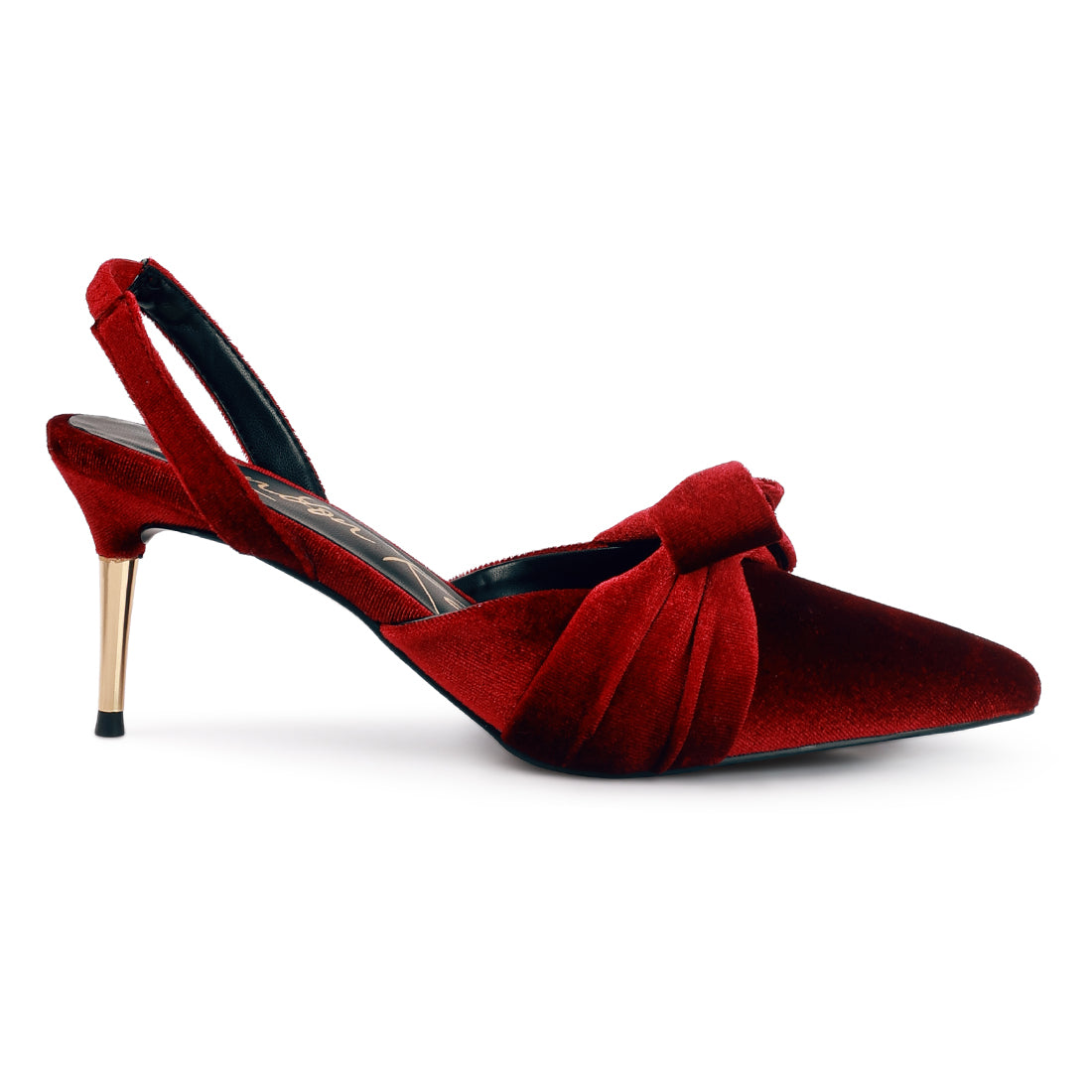 Burgundy Velvet High Heeled Mule Sandals