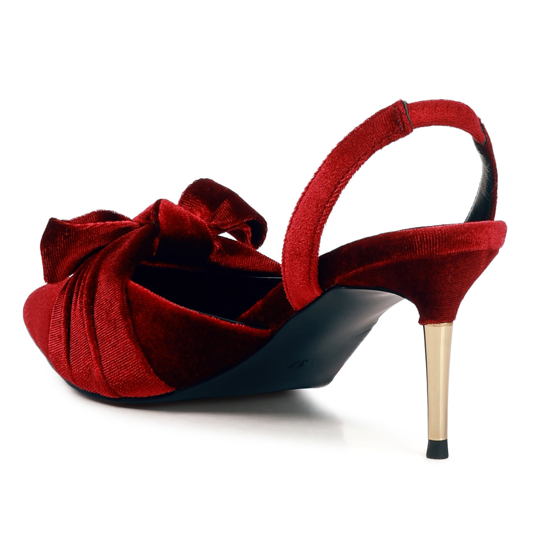 Burgundy Velvet High Heeled Mule Sandals