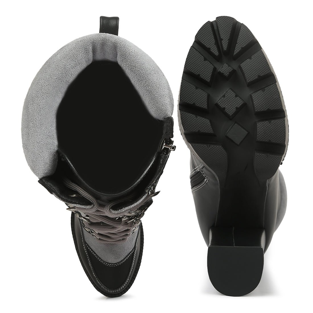 igloo over the ankle cushion collared boots#color_black