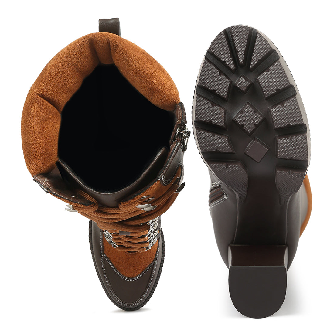 igloo over the ankle cushion collared boots#color_brown