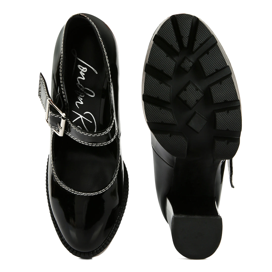 millenial bug patent high heeled mary jane shoes#color_black