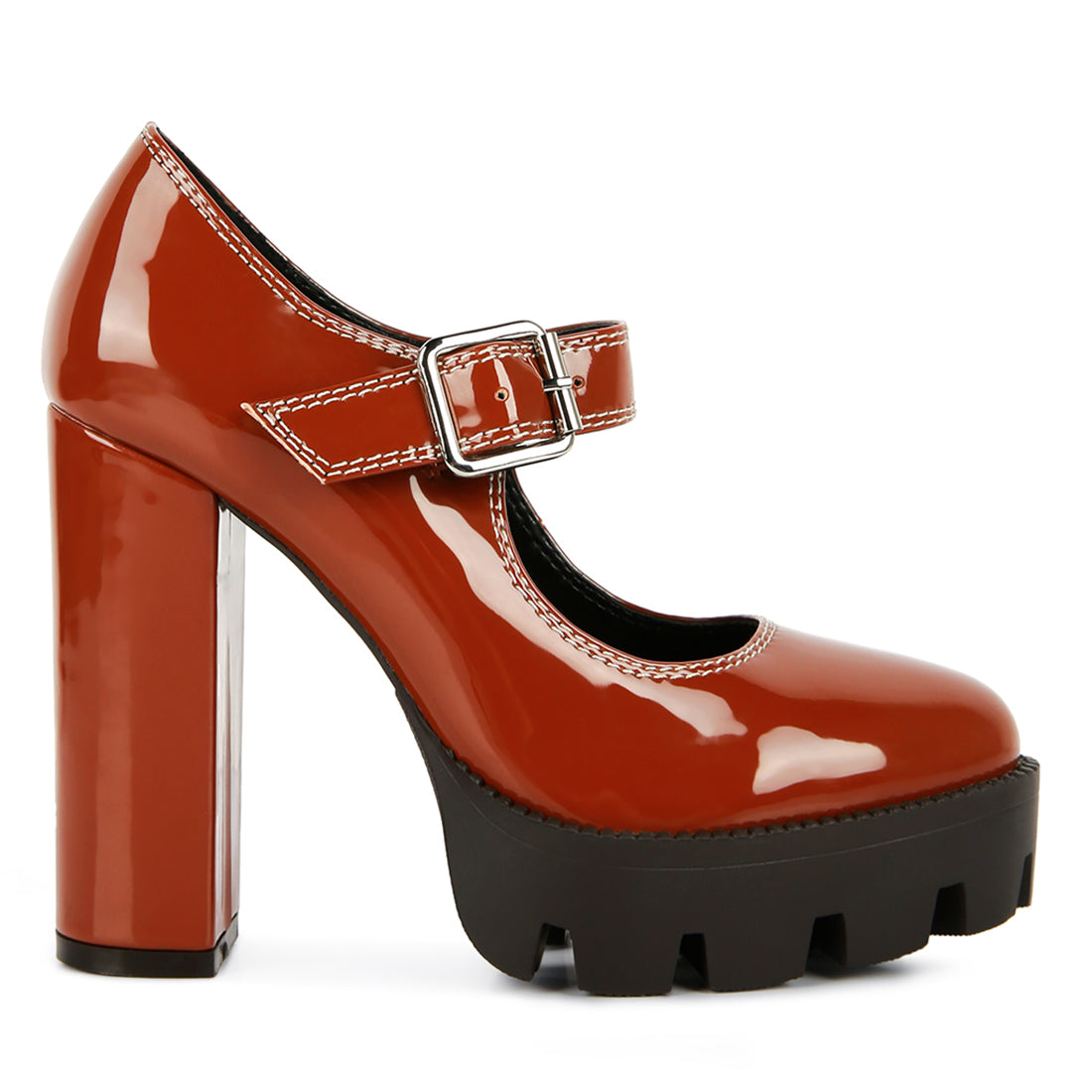 millenial bug patent high heeled mary jane shoes#color_tan