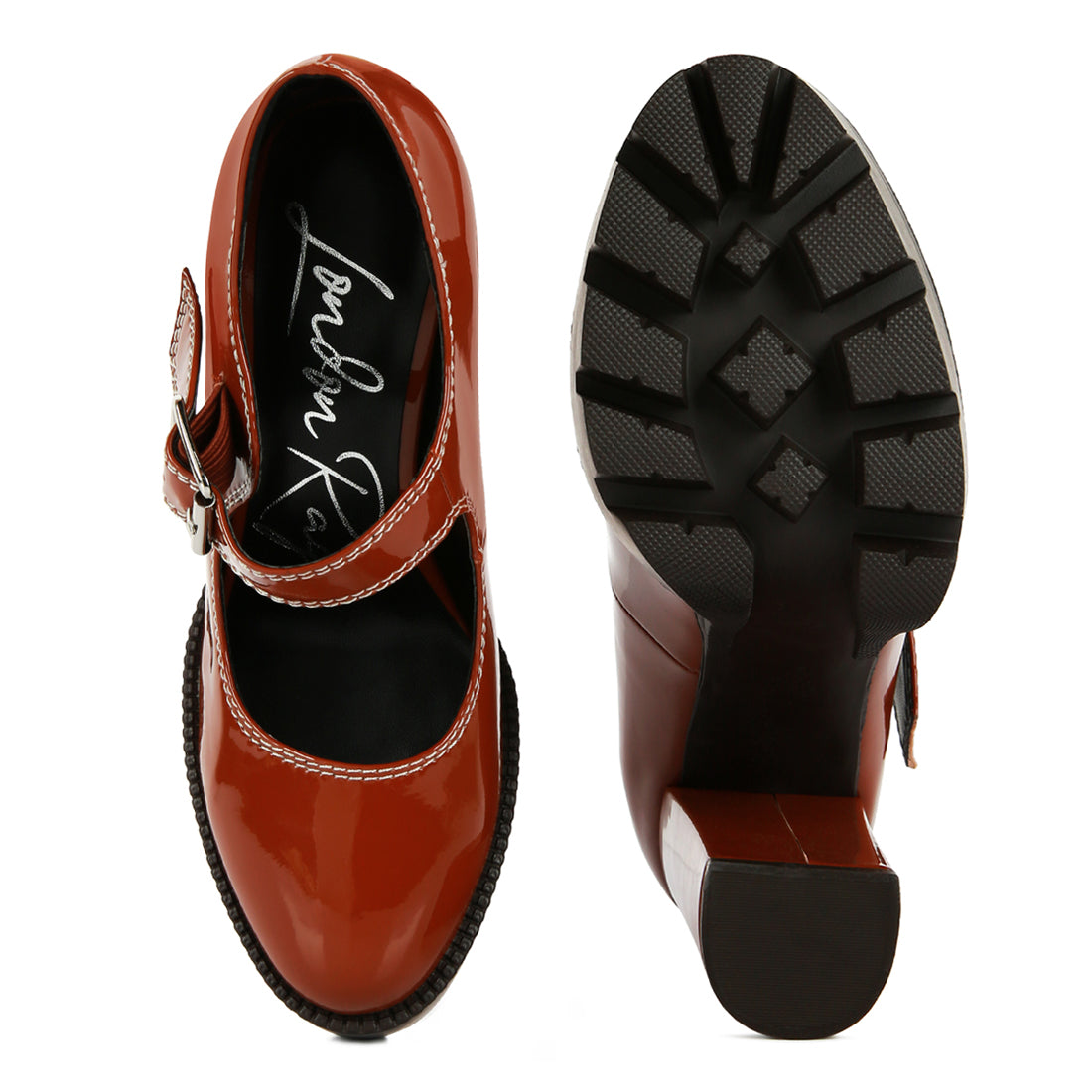 millenial bug patent high heeled mary jane shoes#color_tan