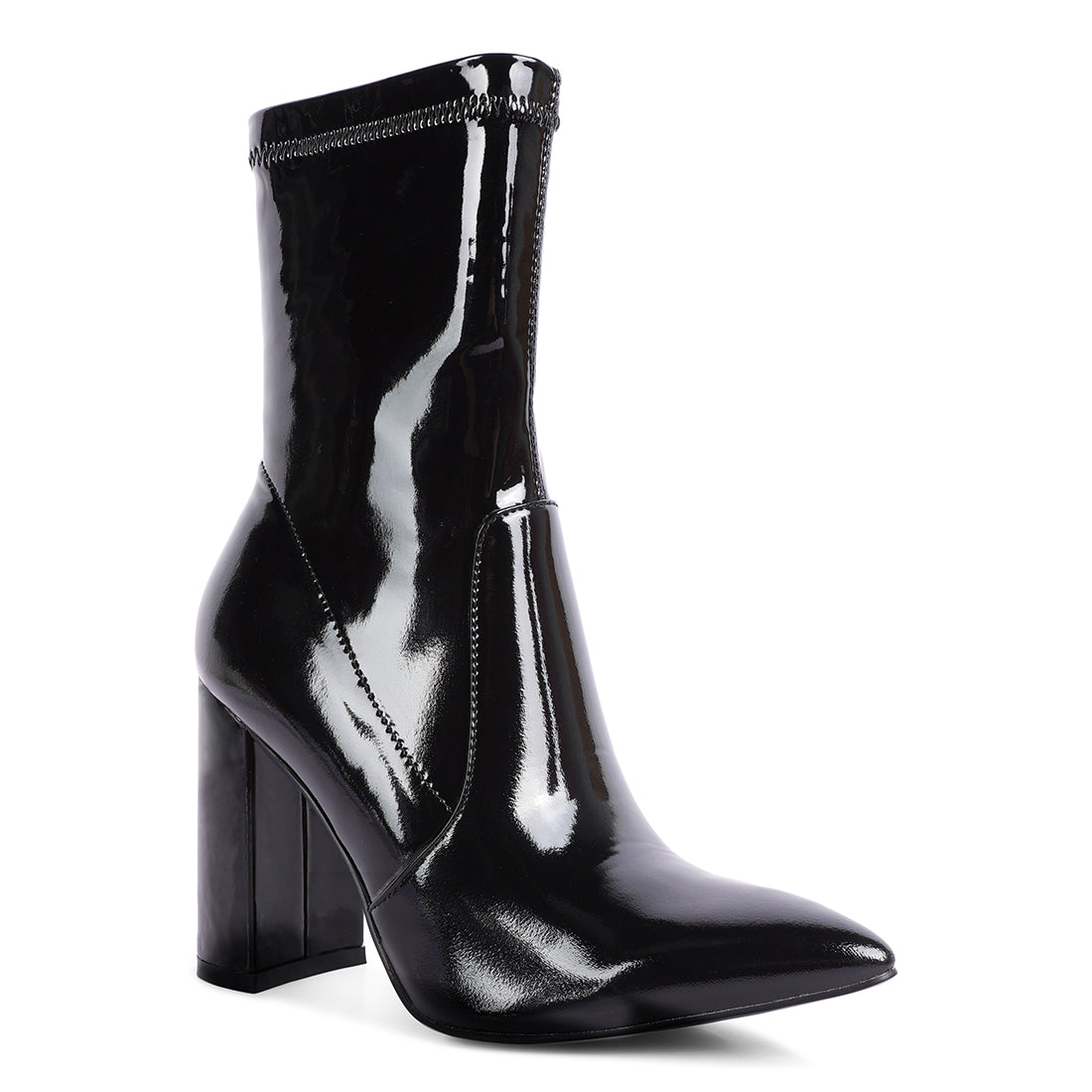 block heel ankle boot#color_black