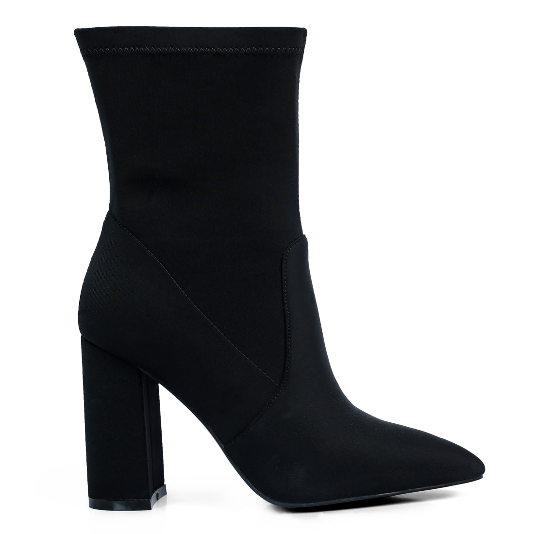 ankle lycra block heeled boots#color_black