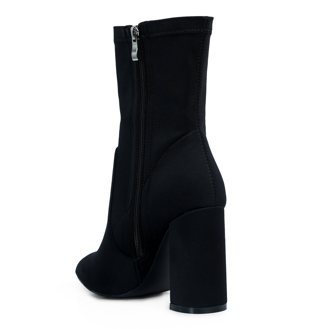 ankle lycra block heeled boots#color_black