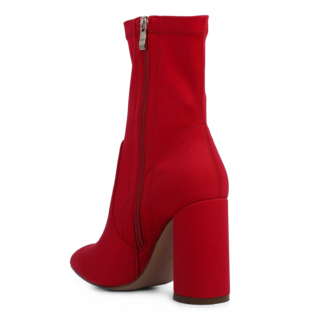 ankle lycra block heeled boots#color_red
