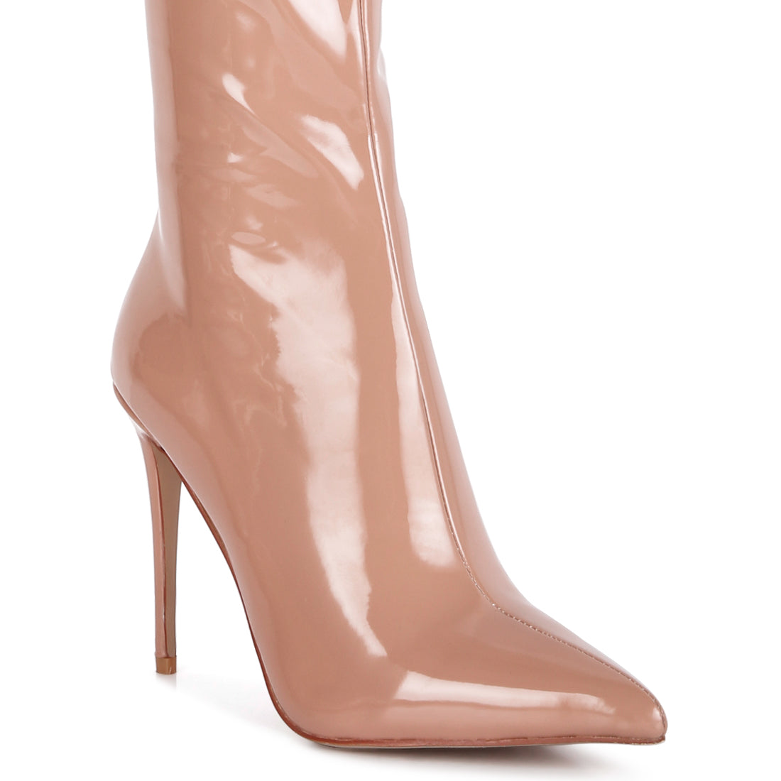 eclectic patent pu long stiletto boots#color_nude