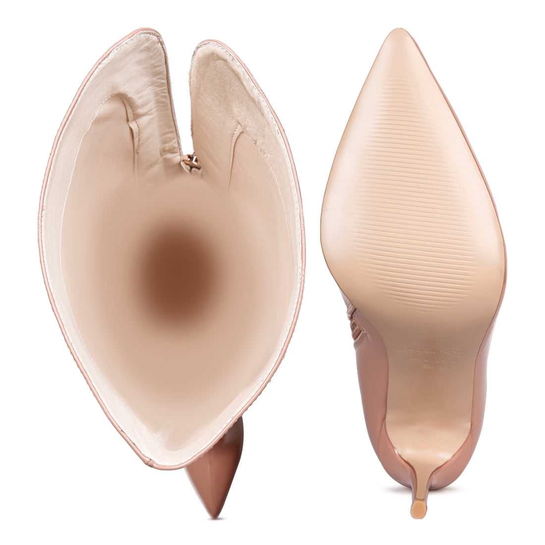 eclectic patent pu long stiletto boots#color_nude