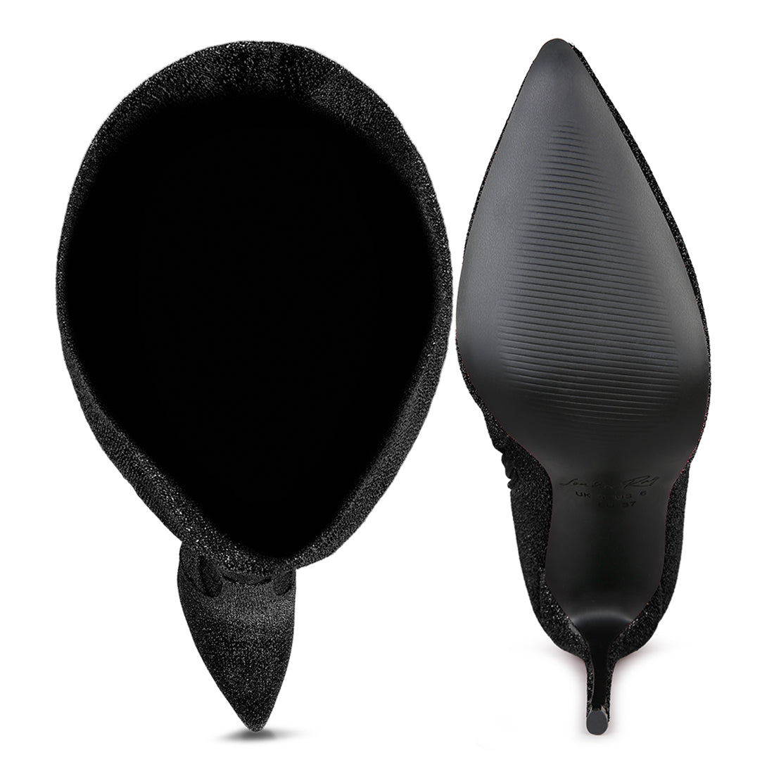 tigerlily high heel knitted long boots#color_black