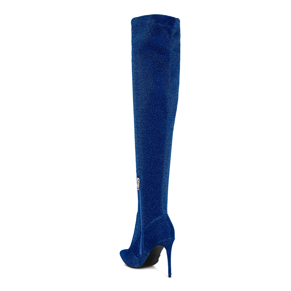 tigerlily high heel knitted long boots#color_blue