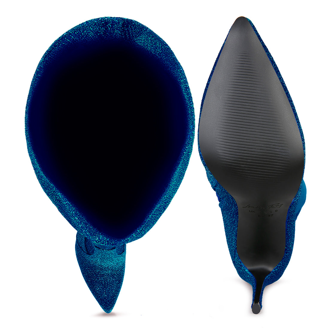 tigerlily high heel knitted long boots#color_blue