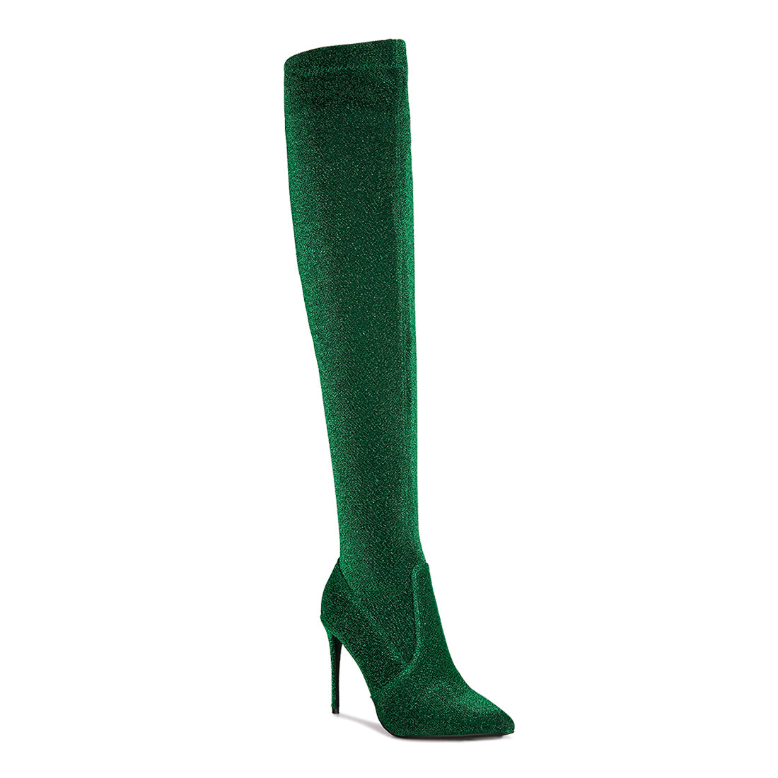 tigerlily high heel knitted long boots#color_green