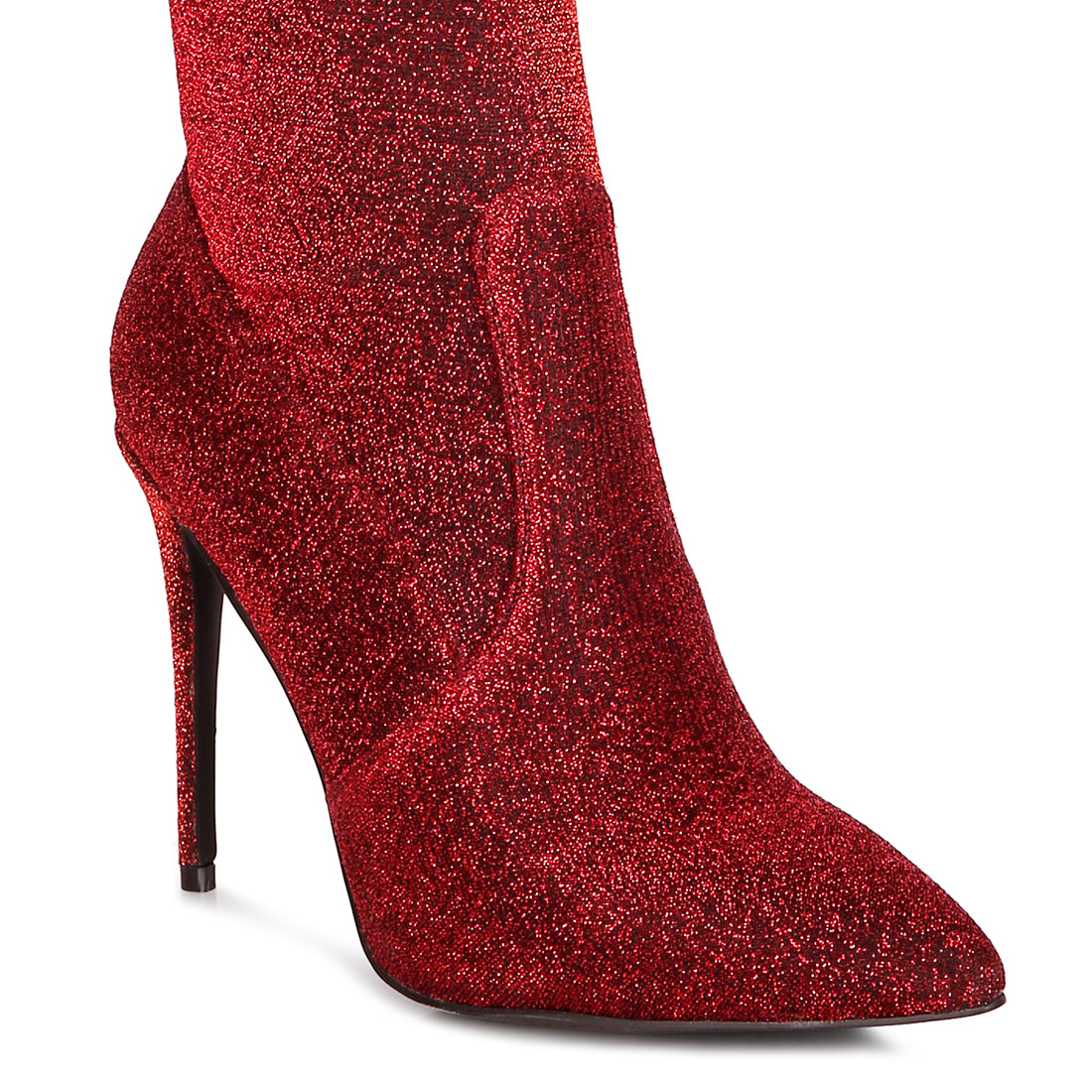 tigerlily high heel knitted long boots#color_red