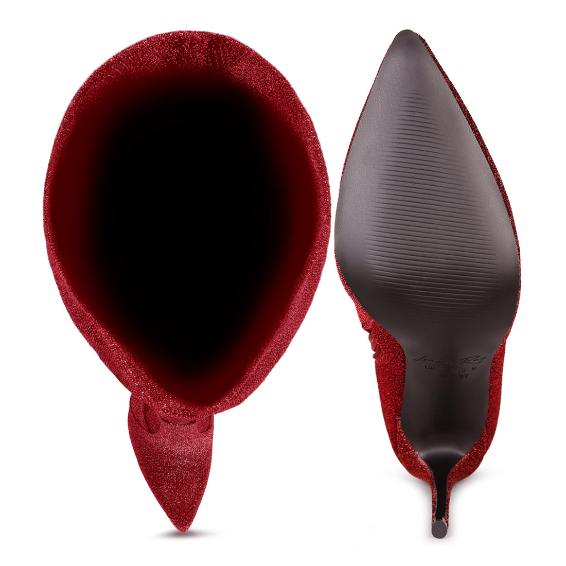 tigerlily high heel knitted long boots#color_red