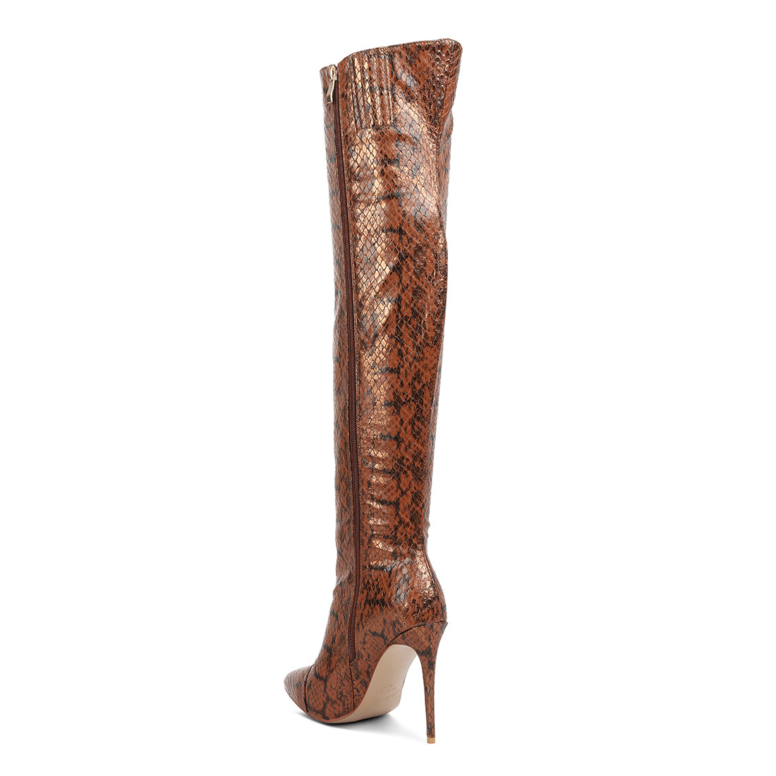 catalina snake print stiletto knee boots#color_brown