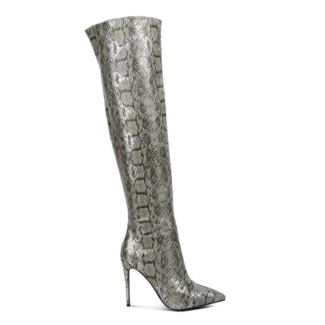 catalina snake print stiletto knee boots#color_grey