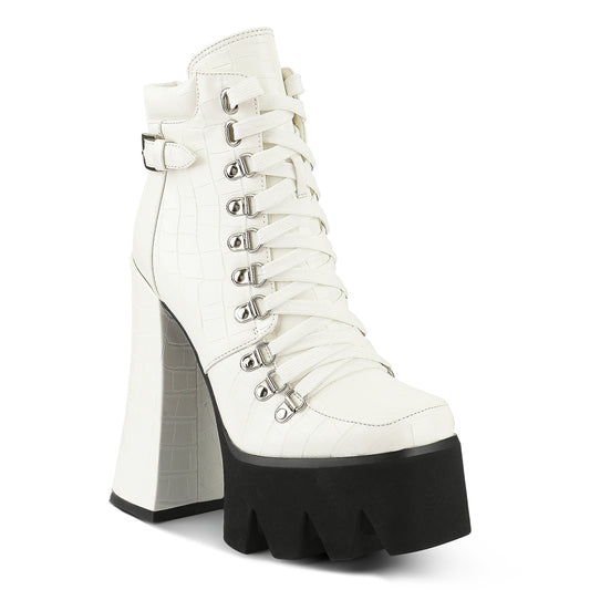 black high heeled platform ankle boots#color_white
