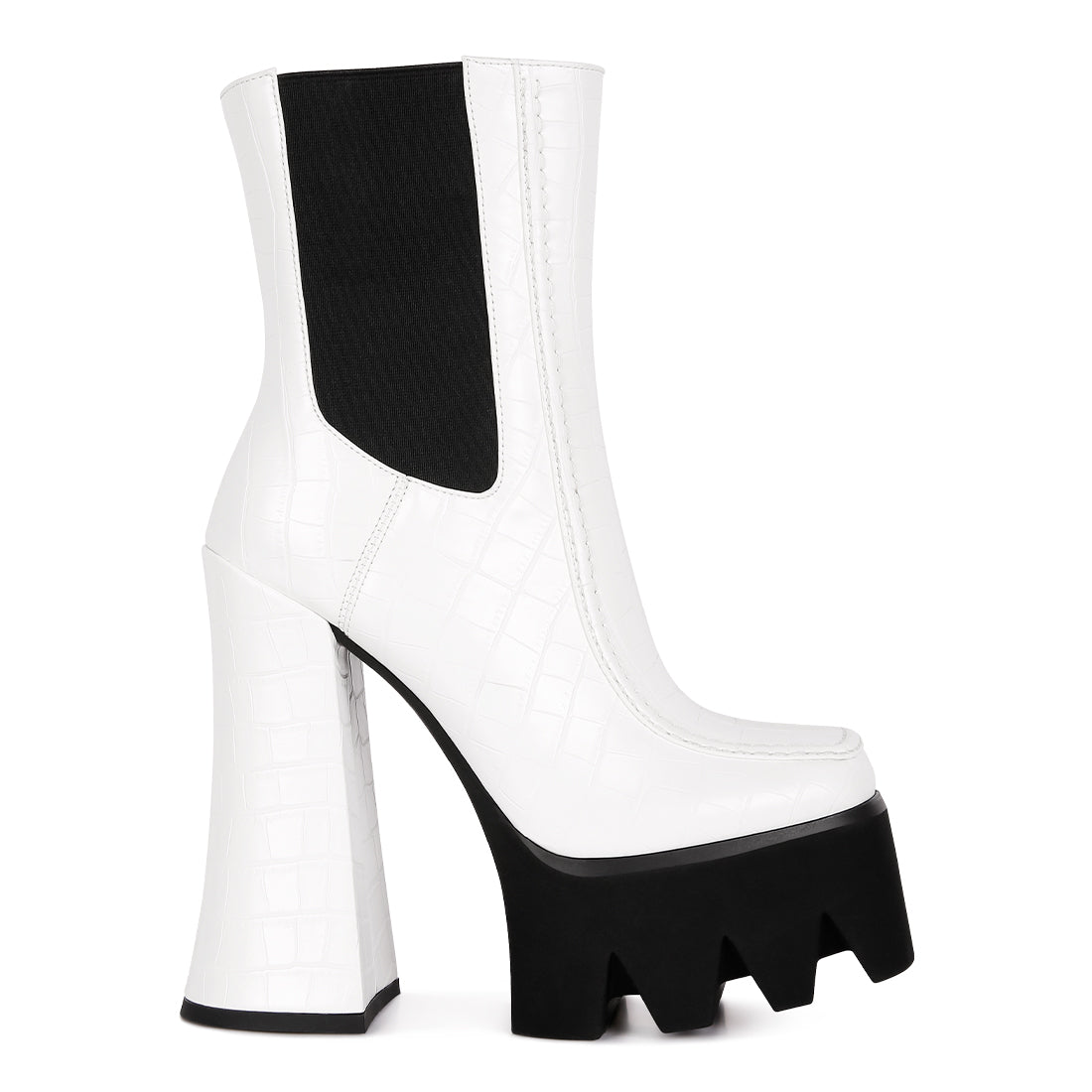 White High Platform Heel Chelsea Boots