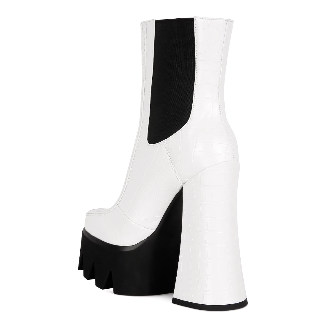 White High Platform Heel Chelsea Boots