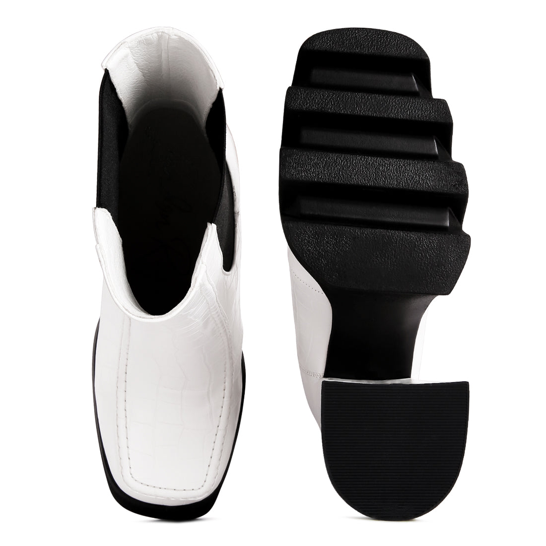 White High Platform Heel Chelsea Boots