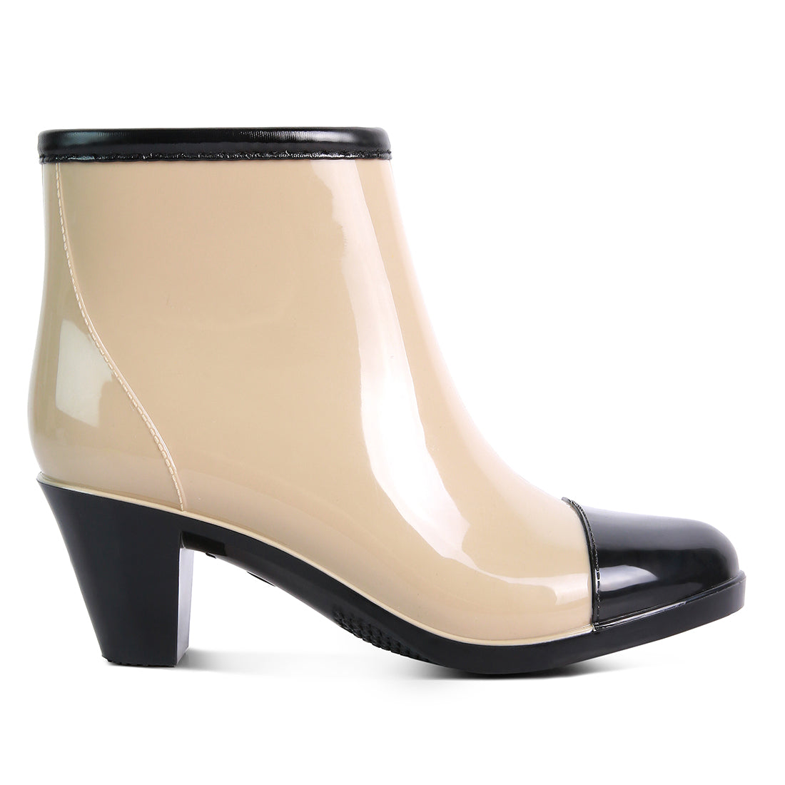 Beige Smart Block Heeled Rainboots